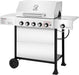 GA5401T 5-Burner BBQ Liquid Propane Gas Grill with Side Burner, Stainless Steel 61,000 BTU Output for Patio Garden Picnic Backyard Cooking, Silver