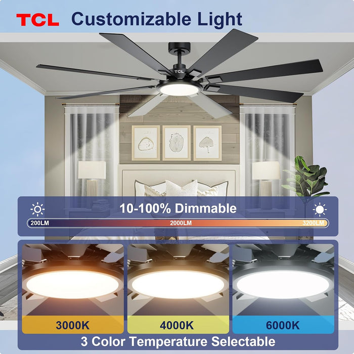 Dimmable 62 Inch Matte Black Ceiling Fan With Remote Guide