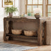 63 Inch Entryway Table, Modern Rustic Entry Table with Scalloped Edge & Storage Shelf, Accent Narrow Long Sofa Table behind Couch Console Tables for Entryway, Living Room, Dark Brown