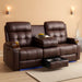 3-Seater Loveseat Recliner Sofa, Home Theater Seating Reclining Couch with Flip Middle Backrest, RV Wall Hugger Sleeper with LED Lights, Massage, Dawer & Cup Holders, 150° Recline for RV & Living Room