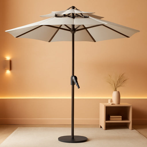 10Ft Patio Umbrella, 3 Tier Outdoor Market Table Umbrellas with 8 Fiberglass Ribs and Push Button Tilt, Windproof, Vented Canopy, UV Protection for Deck, Pool, Backyard