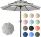 10Ft Patio Umbrella, 3 Tier Outdoor Market Table Umbrellas with 8 Fiberglass Ribs and Push Button Tilt, Windproof, Vented Canopy, UV Protection for Deck, Pool, Backyard