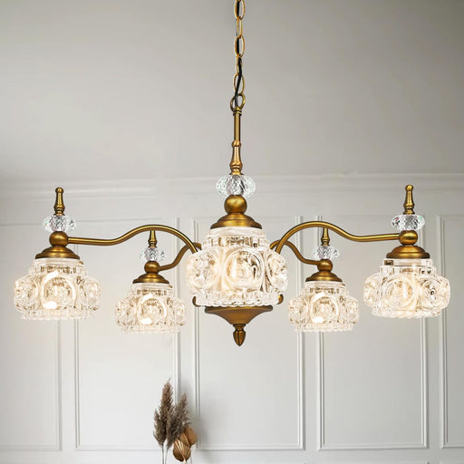 Brass Pendant Light Fixture Chandelier Glass Bulbs