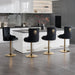 Velvet Gold Bar Stools Set of 2 Modern Counter Height Bar Stools with Lion Pull Ring Tufted Back, Nailhead Upholstered Barstools for Home Kitchen Island, Swivel Adjustable Stool Chair in Black