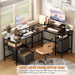 FiftyNineInch LShaped Desk With Black StorageDrawers Unit
