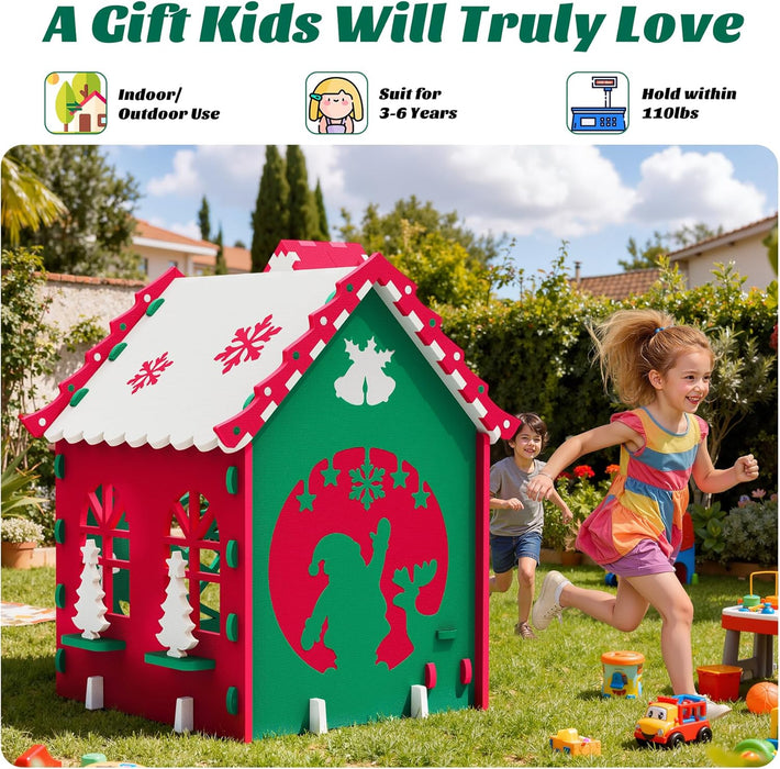 EVA Foam Kids Playhouse, Lightweight Sturdy Puzzle Play Tent for Boys & Girls Ages 3–6, White Roof