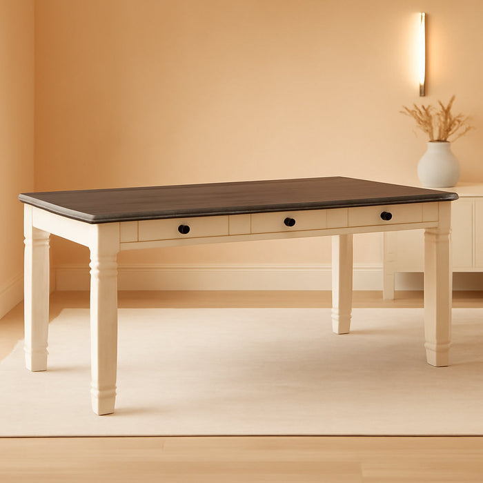Bolanburg Farmhouse Dining Table with Drawers, Seats up to 6, Whitewash