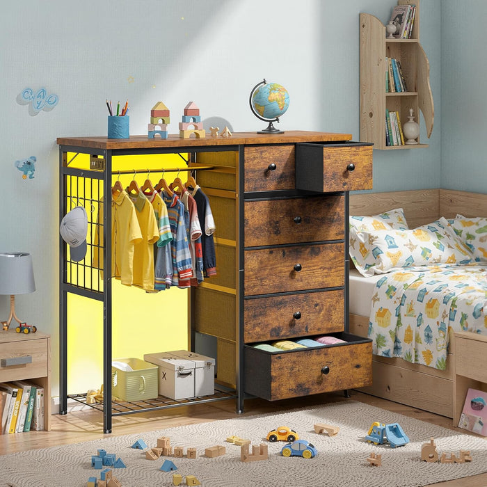 Brown Walnut StorageOrganizer Dresser With RGBLights