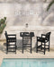Balcony Adirondack Chairs and Table 3 Pieces Set, Adirondack Bar Height Chairs Set of 2 and Bar Table, Outdoor Bar Stools Set for Bistro, Poolside, Backyard, Black