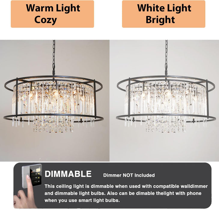 Black Modern Chandelier 23.6 Inch Dimmable Farmhouse