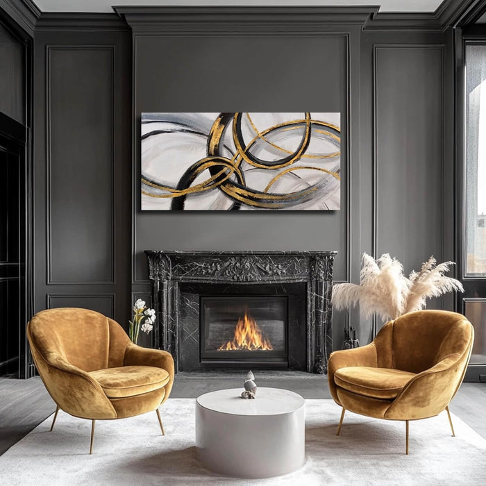 Black Art Modern Art Picture for Bedroom Gray Abstract Oil Painting Home Decorations for Living Room Dining Room Office 24"X48"