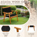 4 Pieces Acacia Wood Patio Conversation Sets, Patio Furniture Set with Hand Woven Rope Seats and Back, Outdoor Chair and Table Set for 4 for Balcony, Backyard, Deck, Poolside