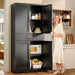 SeventyOneInchHeavyDutySteelStorageCabinetDrawerAdjustableShelvesBlack