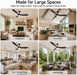 Modern 60 Inch Black Ceiling Fan With Remote Control