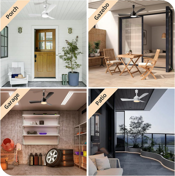 28" Gazebo Fan with Light,Plug in Ceiling Fan Light,Outdoor Ceiling Fan with Light,Hanging Fan with Hook,35W 3000-6500K,Remote/App Control,Portable Fan Light for Patios,Porch