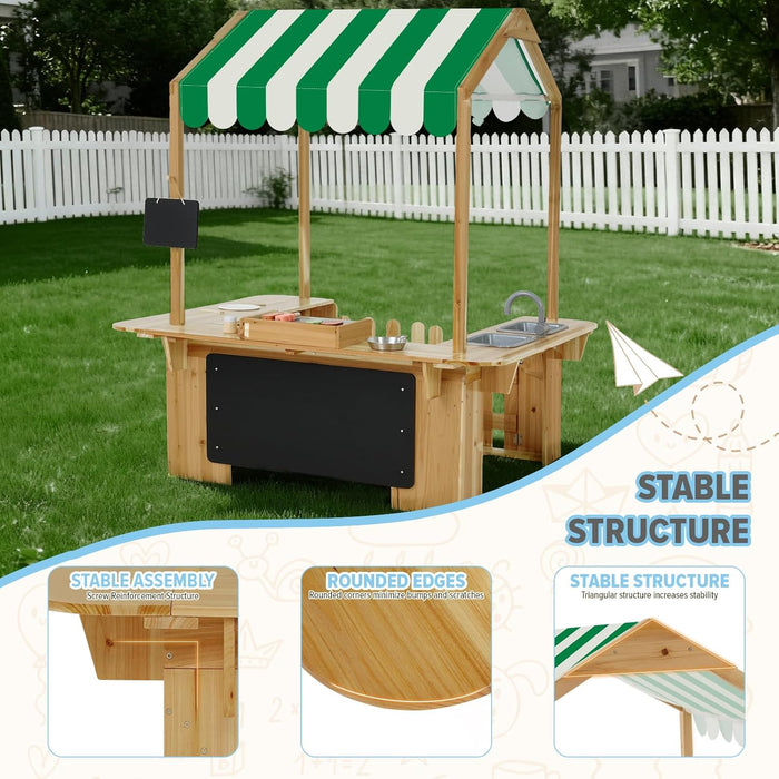 Kids Outdoor Playhouse, Mud Kitchen, BBQ Toys,Outdoor Playsets, Ideal Role Play Toy Gift for Toddlers and Kids Ages 3-8 (Yellow)