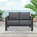 Patio Furniture Aluminum Loveseat, All-Weather Outdoor 2 Seats Sofa Couch, Gray Metal Chair with Dark Grey Cushions