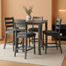 Bridson 5 Piece Dining Room Set, Includes Table & 4 Ladderback Barstools, Wood, Gray