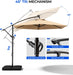 10FT Solar Offset Patio Umbrella with Base Included, 5-Year Fade-Resistant Canopy, 45° Easy Tilt Crank, 30MPH Wind-Resistant, Cantilever Hanging Umbrellas for Pool, Deck, Patio (Beige)
