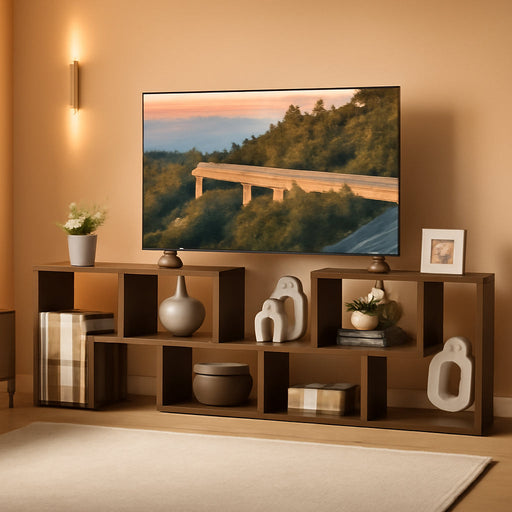 Free-Combination TV Stand for Bedroom - Entertainment Center for 50 55 60 65 Inch TV, 3-Piece Media Console Table with Storage Cubes, Deformable Open Storage Bookcase Shelf (Brown)