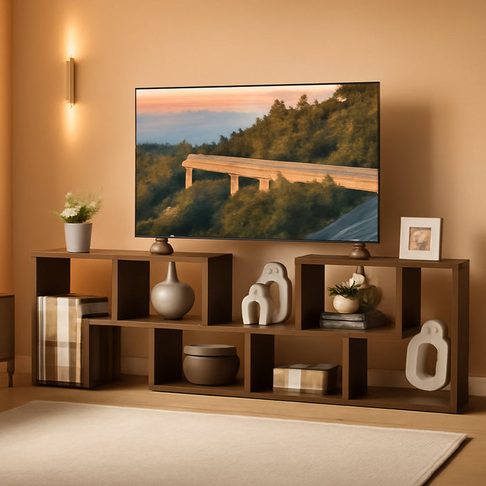 Free-Combination TV Stand for Bedroom - Entertainment Center for 50 55 60 65 Inch TV, 3-Piece Media Console Table with Storage Cubes, Deformable Open Storage Bookcase Shelf (Brown)