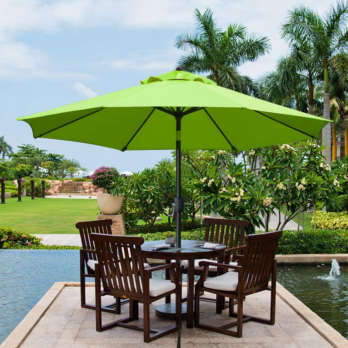 9Ft Patio Umbrella Outdoor Table Umbrella with 8 Rib Grass Green