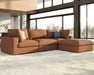 Modular Sectional Sofa, 114 Inches Oversized down Filled Sectional Sofa, 4 Seats L Shaped Cloud Couch with Chaise, Ottoman, Comfy Sofa for Living Room, Brown Anti-Scratch Leathaire Couch Set