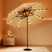 Patio Umbrella with Lights, 8 Ribs Outdoor Market Table Umbrella for Pool, Deck, Backyard (Beige, 9 Ft)