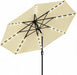 Patio Umbrella with Lights, 8 Ribs Outdoor Market Table Umbrella for Pool, Deck, Backyard (Beige, 9 Ft)