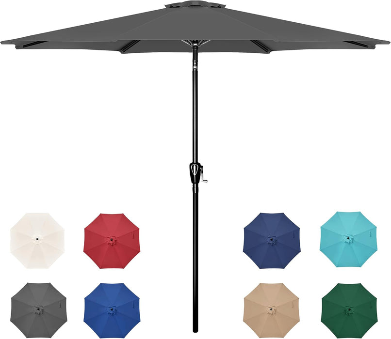 9' Patio Umbrella Outdoor Table Market Yard Umbrella with Push Button Tilt/Crank