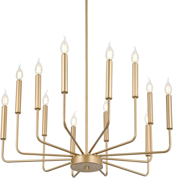 Modern Gold Farmhouse Chandeliers, 12-Light Industrial Metal Chandelier Lighting, Classic Candle Hanging Pendant Light Fixtures for Kitchen, Dining Room, Living Room, Entryway