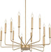 Modern Gold Farmhouse Chandeliers, 12-Light Industrial Metal Chandelier Lighting, Classic Candle Hanging Pendant Light Fixtures for Kitchen, Dining Room, Living Room, Entryway