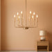 Modern Gold Farmhouse Chandeliers, 12-Light Industrial Metal Chandelier Lighting, Classic Candle Hanging Pendant Light Fixtures for Kitchen, Dining Room, Living Room, Entryway