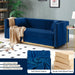 Velvet Sofa Set: Modern L Shaped Couch and Loveseat Set with Gold Metal Legs and Nailhead for Living Room, Apartment and Office (Blue)
