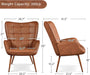 Brown PU Leather Highback Upholstered Accent Chairs