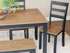 Gesthaven Casual Dining Room Table Set with 4 Chairs and Bench, Set of 6, Mango Wood, 30.25" Table Height, Blue & Light Brown