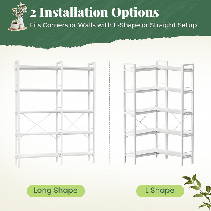 White L Shaped Corner Bookshelf HeavyDuty Oversized