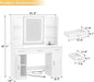 Vanity Desk with Mirror & Lights, 42" Large Farmhouse Vanity with RGB Lights & 3 Drawers, Makeup Dressing Table with Charging Station, 3 Lighting Modes for Women Girls Bedroom