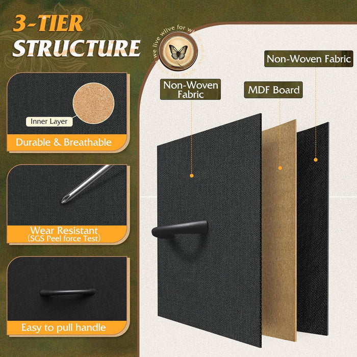 Black Tall Dresser for Bedroom, 7 Drawer Dressers & Chests of Drawers, Fabric Dresser for Closet, Living Room, Night Stand with Metal Frame, Storage Tower with Fabric Bins, Wood Top