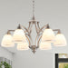 Brushed Nickel 6Light Farmhouse Chandelier Milk Glass