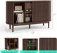 55" Sideboard Buffet Cabinet,Tambour Sliding Doors & Drawer