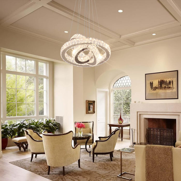 Gold LED Ring Chandelier Diameter7Point8Inch Crystal Illumination