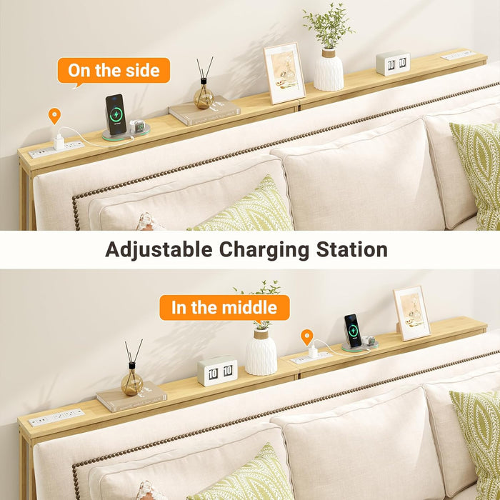 2 Pack 5.9" Narrow Console Sofa Table with Power Outlets, 5.9" Dx39.4 Wx31.1 H Bamboo behind Couch Table with Charge Station, Natrual