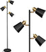 Tree Floor Lamp for Living Room, Industrial 3-Light Standing Lamp with 3 LED Bulbs, Adjustable Rotation Heads, Standing Tall Pole Lamp Farmhouse Rustic Reading Lamps for Bedroom Office (Black Gold)
