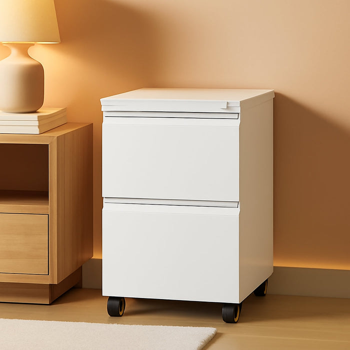 2 Drawer File Cabinet with Lock, Home Office Filing Cabinets on Wheels, under Desk 2 Drawers Storage for Legal/Letter/A4 Files,Fully Assembled