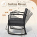3 Pieces Outdoor Furniture Set Patio Bistro Rocking Chairs with Glass Coffee Table for Pool Beach Backyard Balcony Porch Deck Garden, Black