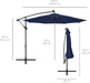 10Ft Solar LED Offset Cantilever Hanging Market Patio Umbrella, 8 Sturdy Ribs, Easy Adjustment - Navy Blue