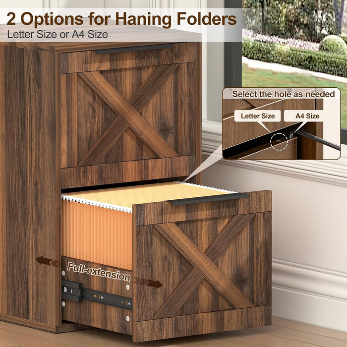Wood Filing Cabinet, 2 Drawer File Cabinet for Home Office