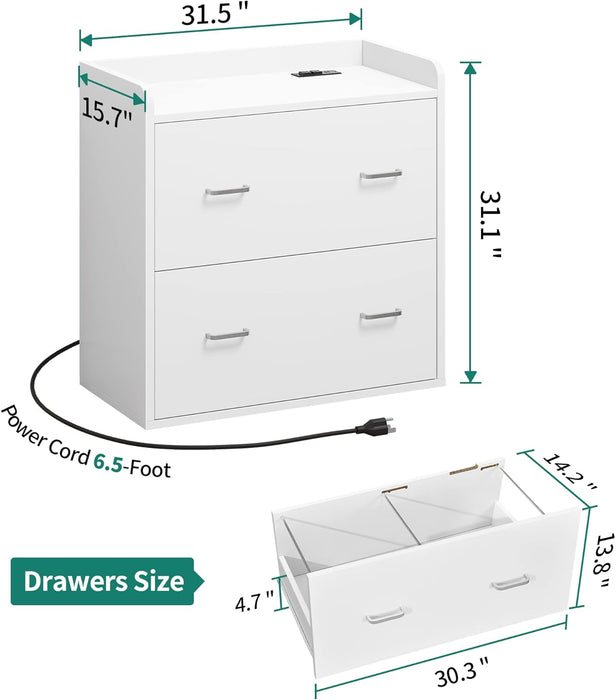 2-Drawer Filing Cabinet with Charging Station