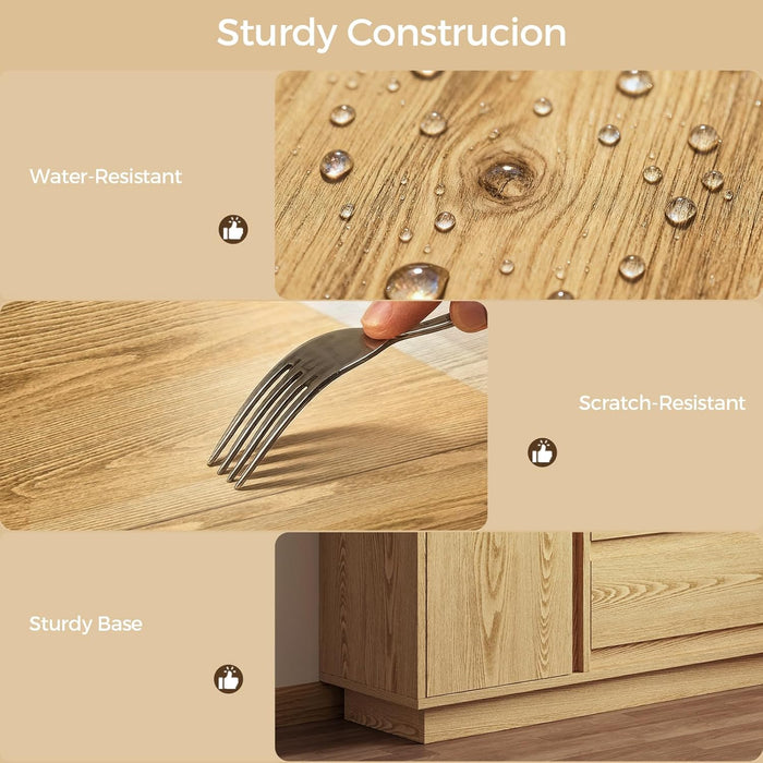 63'' Buffet Sideboard Cabinet with Storage, Modern Accent Cabinets with Drawers, Wood Kitchen Buffet Bar Table for Living Room Kitchen Dining Room Hallway (Natural)